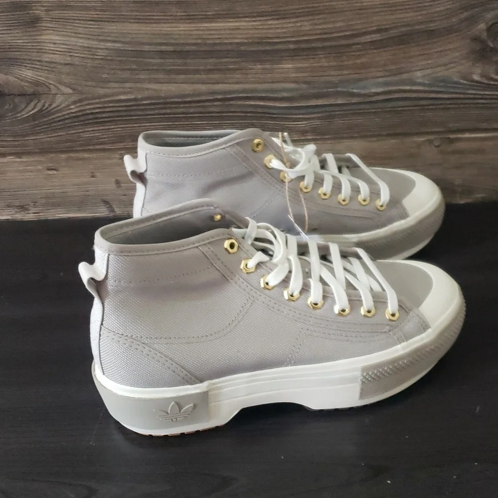 New‎ Adidas Nizza Trek Womens Shoes Size 7.5 Platforms High Tops Neutral Scandi